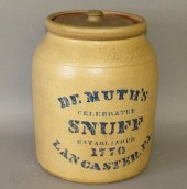 COBALT STENCILED STONEWARE JAR