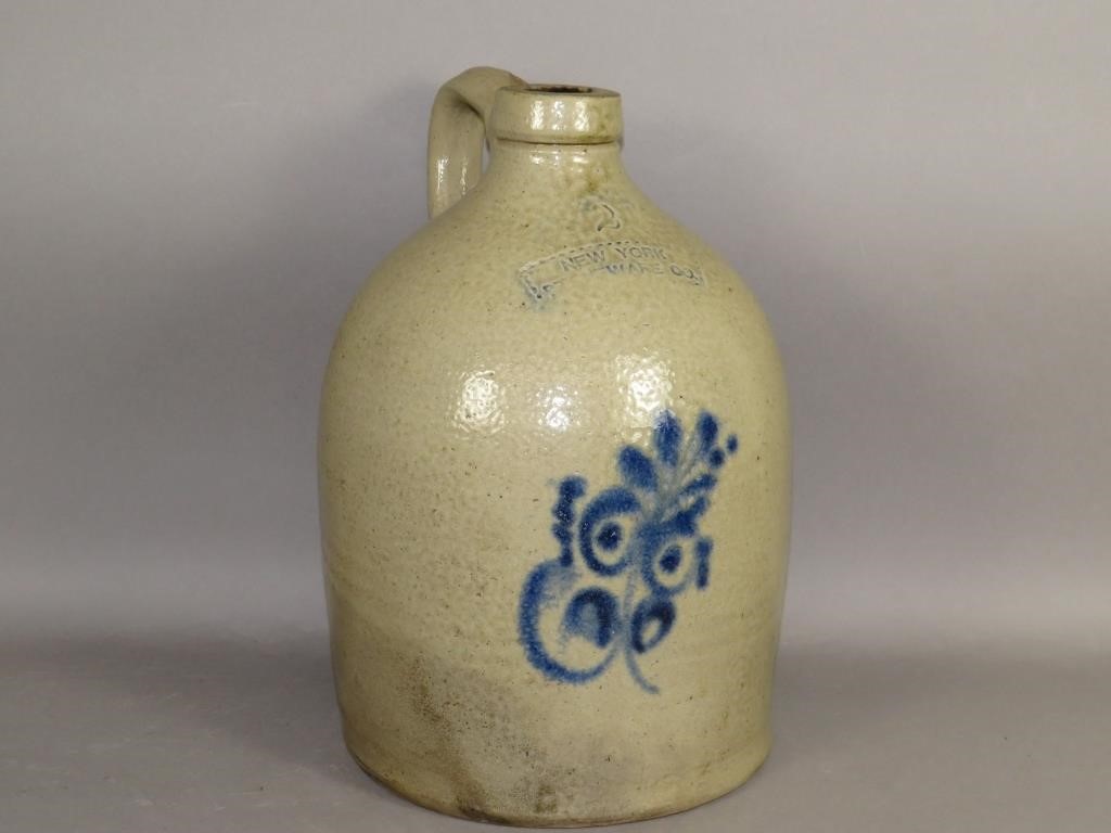 COBALT STONEWARE JUG BY NEW YORK