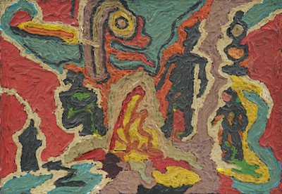 CoBrA Style Oil on Canvas A complex