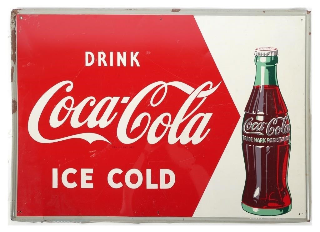 COCA COLA 1950S TIN SIGN DRINK