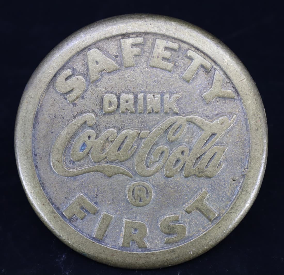 COCA-COLA BRASS SIDE WALK MARKER,