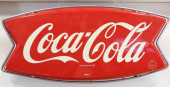 COCA COLA FISHTAIL TIN SIGN WI