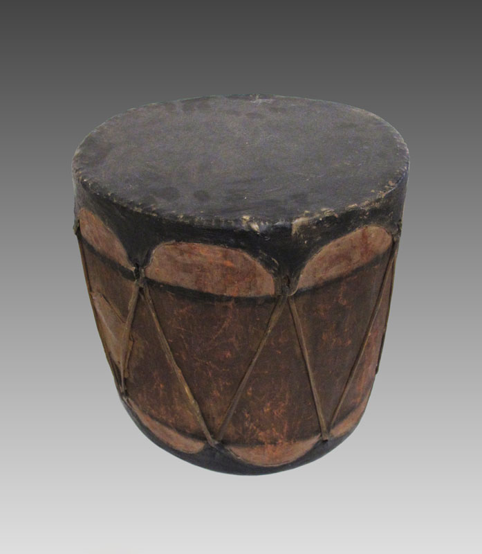 COCHITI PUEBLO PAINTED DRUM: Wood