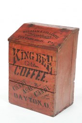 COFFEE BIN. Red painted ''King