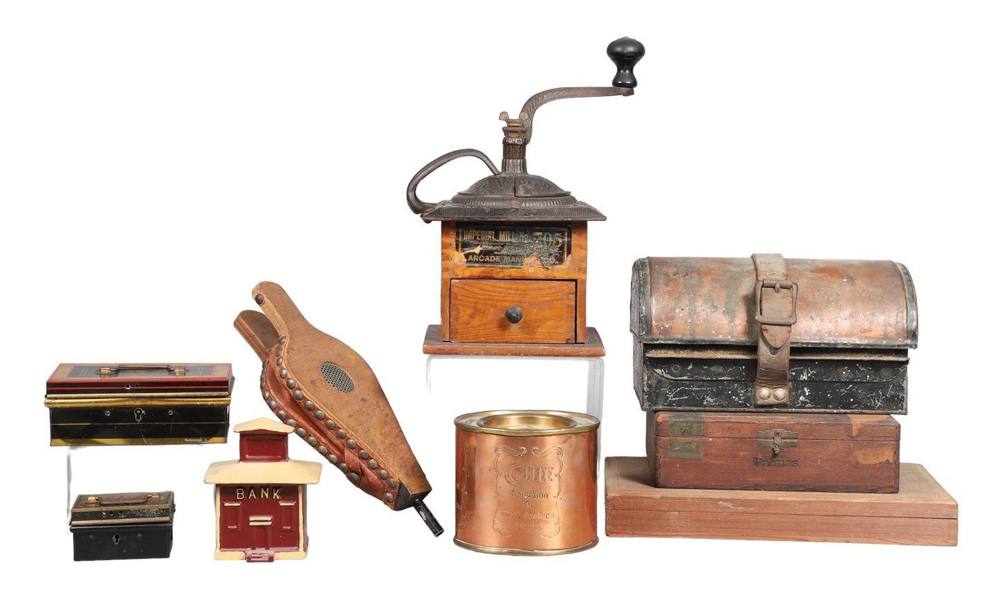 Coffee grinder, covered box and