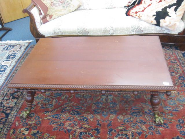 Coffee Table carved brass feet with