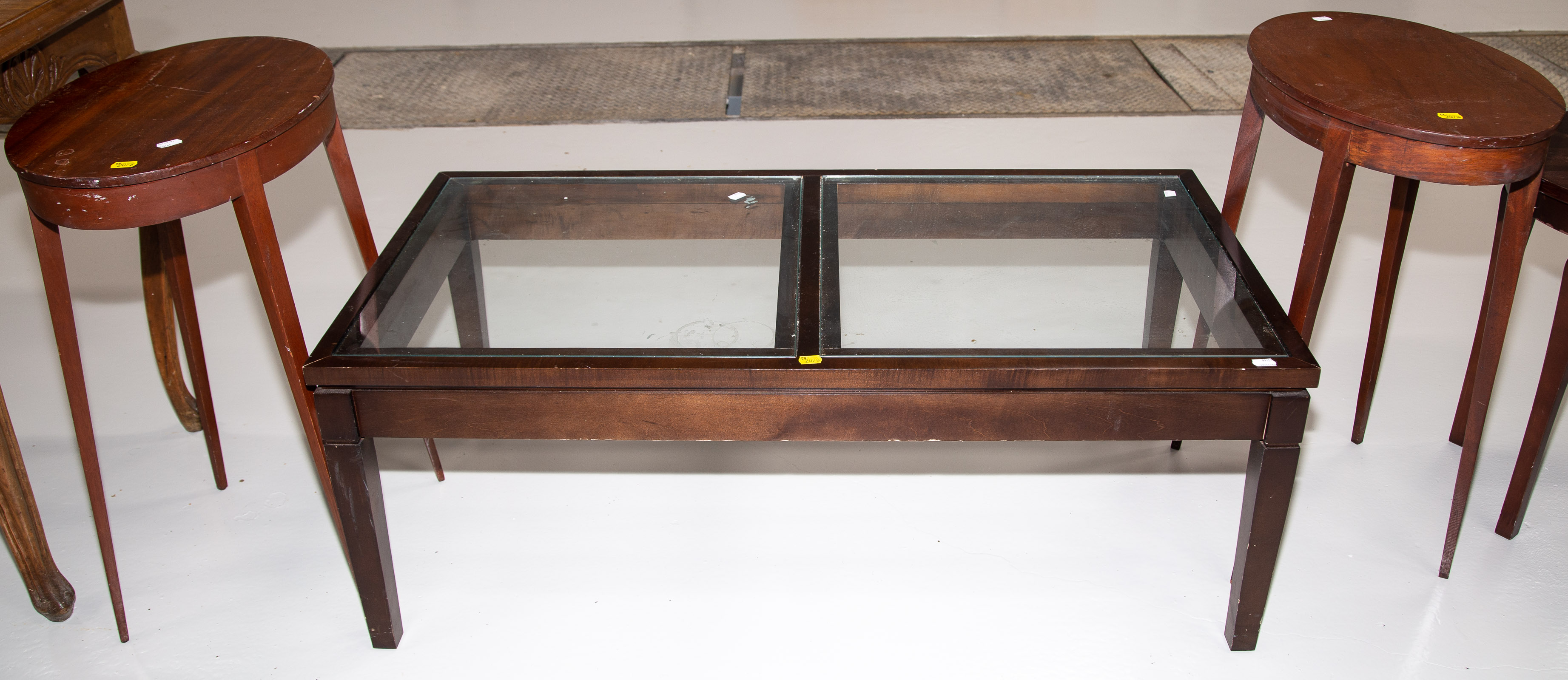 COFFEE TABLE WITH GLASS INSERTS &