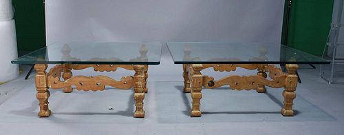 COFFEE TABLESPair of carved pine