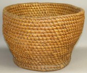 COILED RYE STRAW STORAGE BASKE
