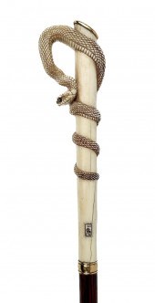 COILED SNAKE CANE LATE 19TH/EA