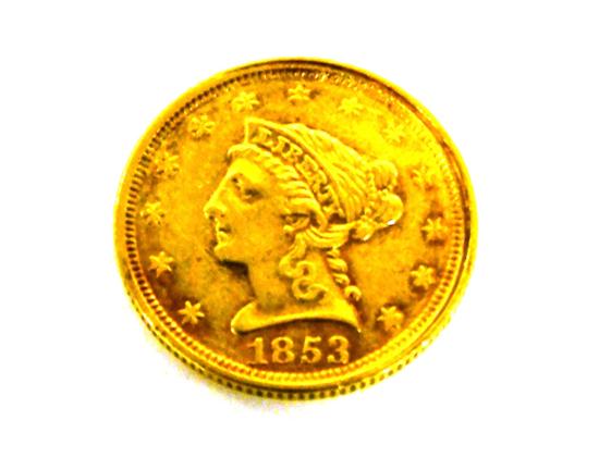COIN: 1853 $2.50. Almost