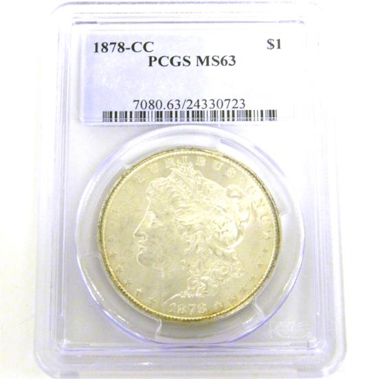 COIN: 1878-CC Morgan Dollar. PCGS
