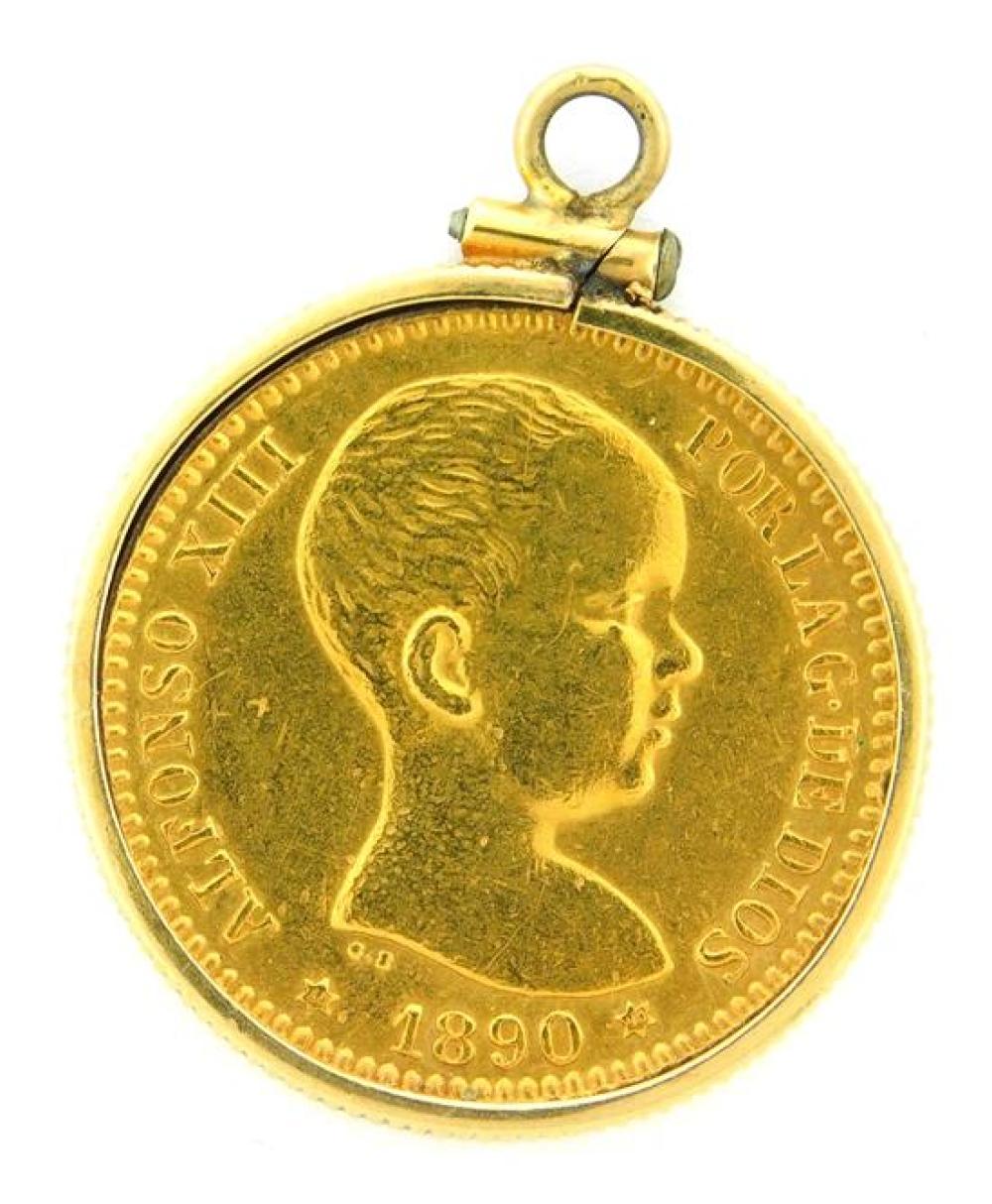 †COIN: 1890 PORTUGAL 20 PESETAS