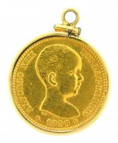 †COIN: 1890 PORTUGAL 20 PESETA