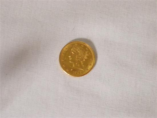 COIN: 1907 $5 US gold coin.