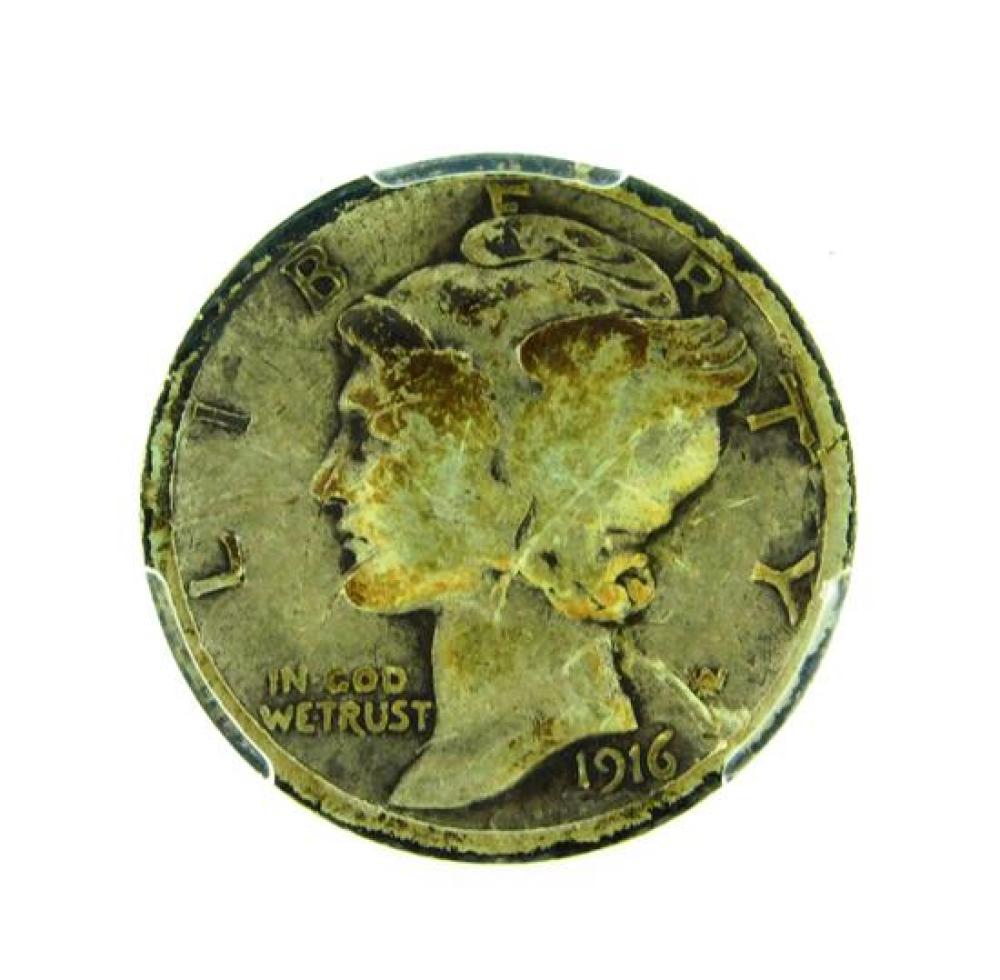 †COIN: 1916-D MERCURY DIME, PCGS