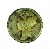 †COIN: 1916-D MERCURY DIME, PC