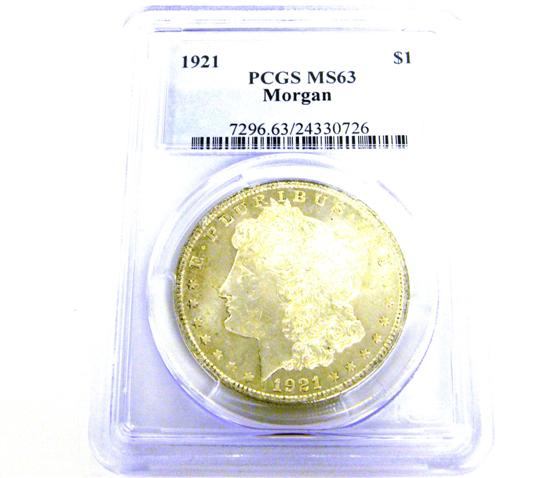 COIN: 1921 Morgan Dollar. PCGS
