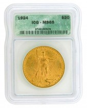†COIN: 1924 $20 ST GAUDENS GOL
