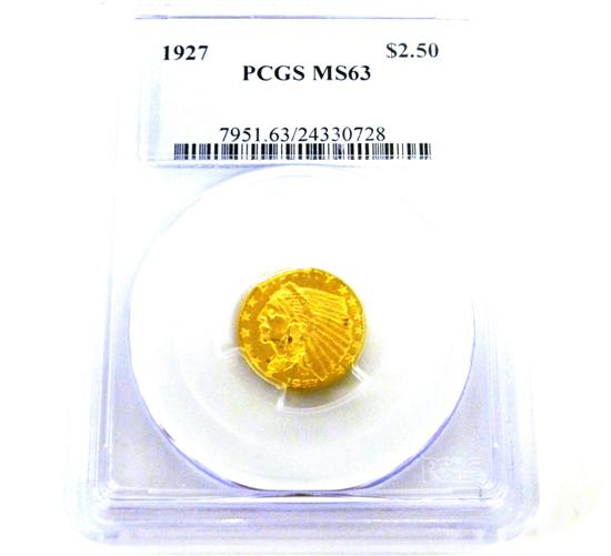 COIN: 1927 $2.50 Indian. PCGS