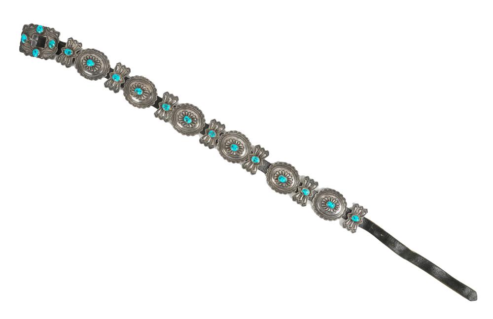 COIN SILVER AND TURQUOISE CONCHO