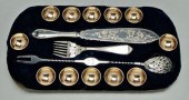 Coin silver cased serving set: