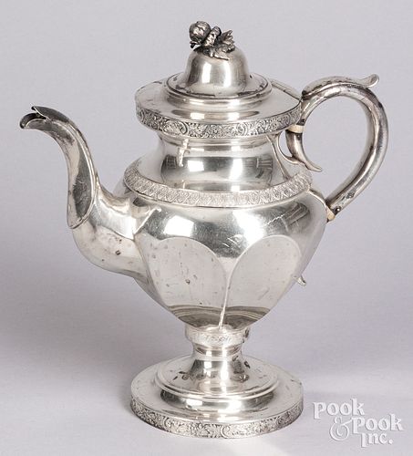 COIN SILVER COFFEE POT BY LOWS,