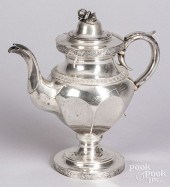 COIN SILVER COFFEE POT BY LOWS
