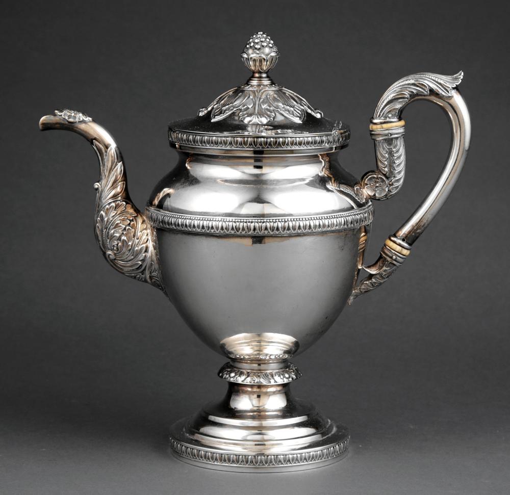 COIN SILVER COFFEE POT, THOMAS