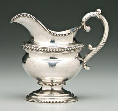 Coin silver cream pitcher, helmet