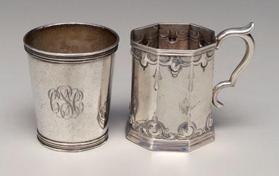 Coin silver cup and mug: mint julep