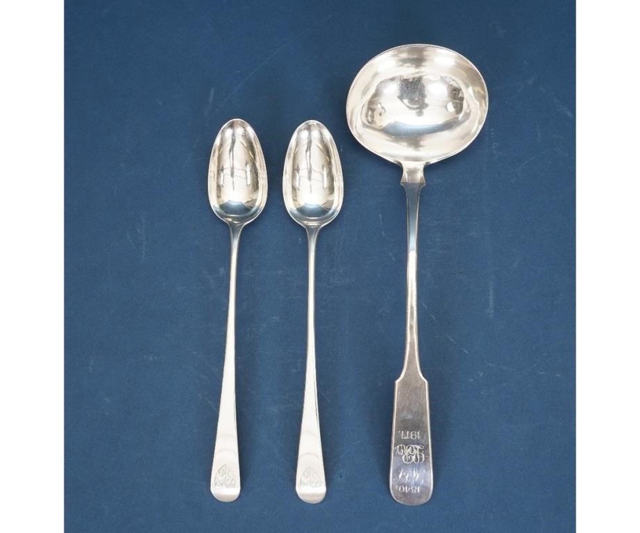 Coin silver ladle by R & W