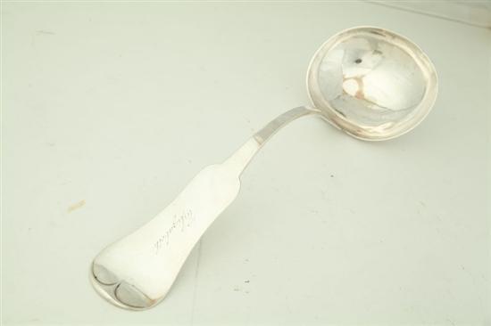 COIN SILVER LADLE.  Marked for