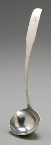 Coin silver ladle, oval bowl,