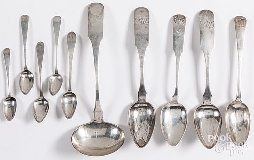COIN SILVER LADLE, TOGETHER WITH