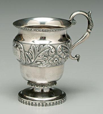 Coin silver mug, round shaped body,