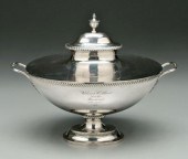 Coin silver oval tureen, urn f