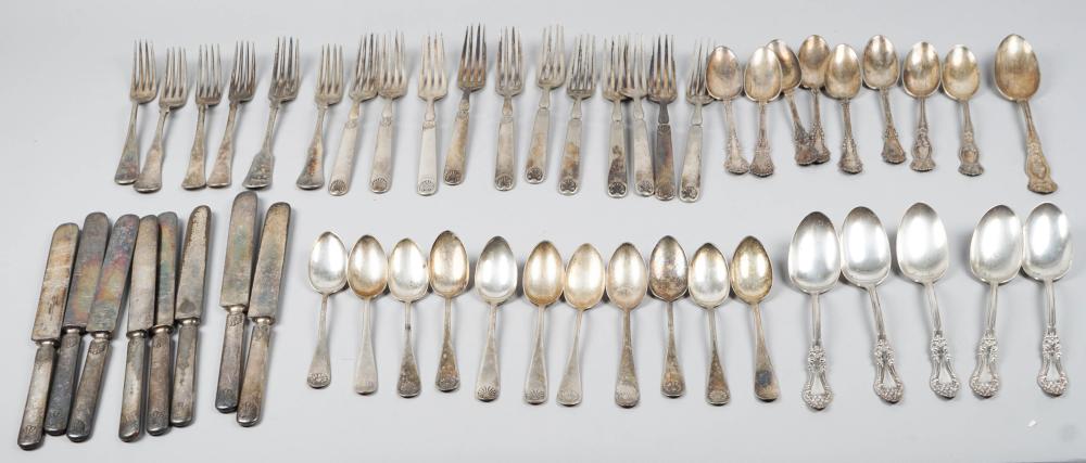 COIN SILVER PARTIAL FLATWARE SET,