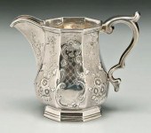 Coin silver pitcher, paneled p