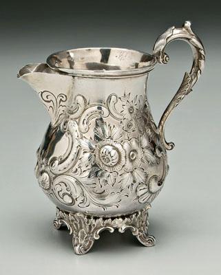 Coin silver pitcher, pear form with