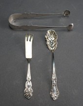 COIN SILVER SUGAR TONGS AND AM