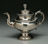 Coin silver teapot, round body