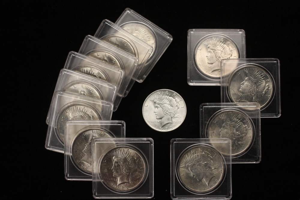 COINS - (13) Peace dollars (8)