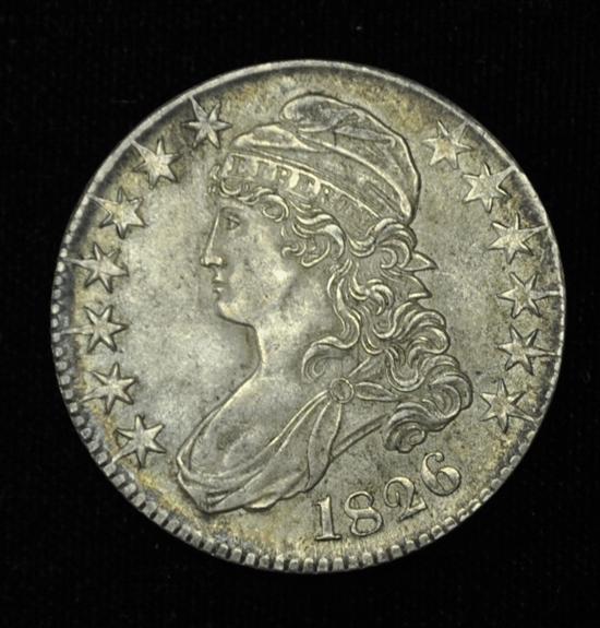 COINS: 1826 Bust Half Dollar.