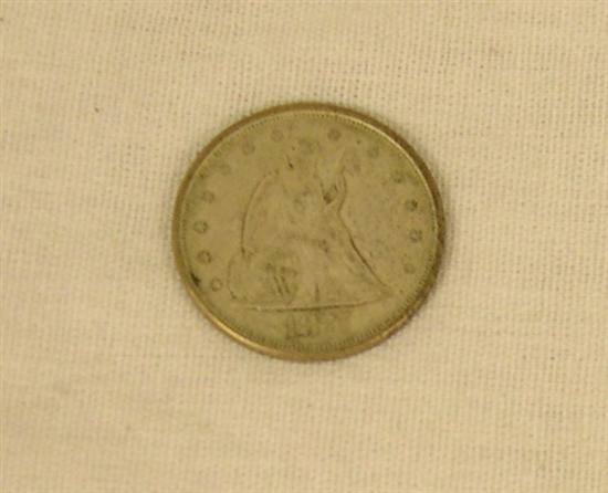 COINS: 1875-S 20c Piece. XF