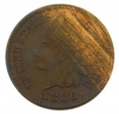 COINS: 1886 INDIAN CENT. PROOF