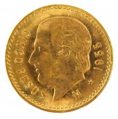 COINS: 1955 MEXICO 5 PESOS GOL