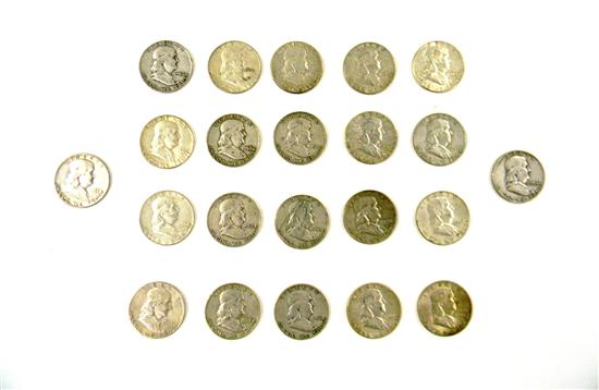 COINS: 22 Franklin Half Dollars 