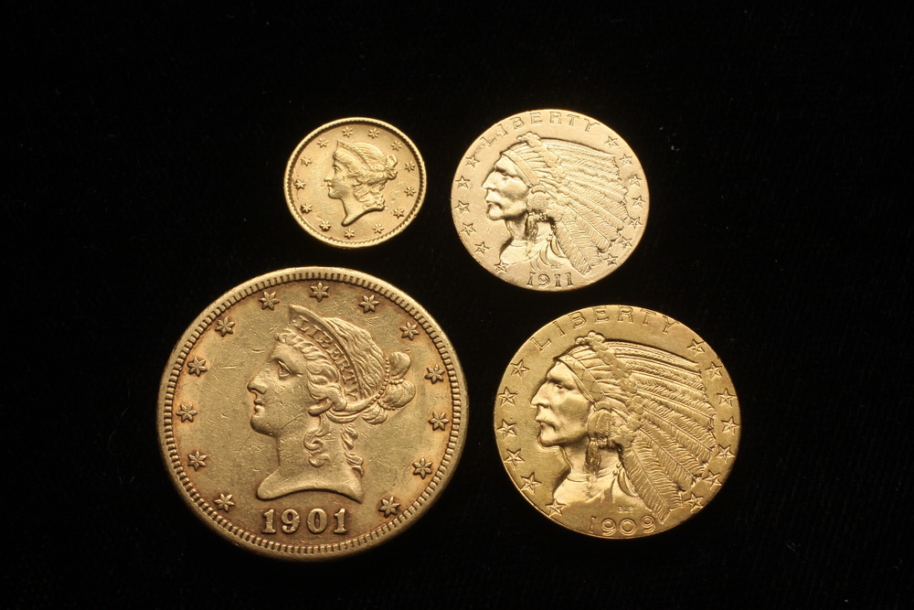 COINS - (4) American gold coins: