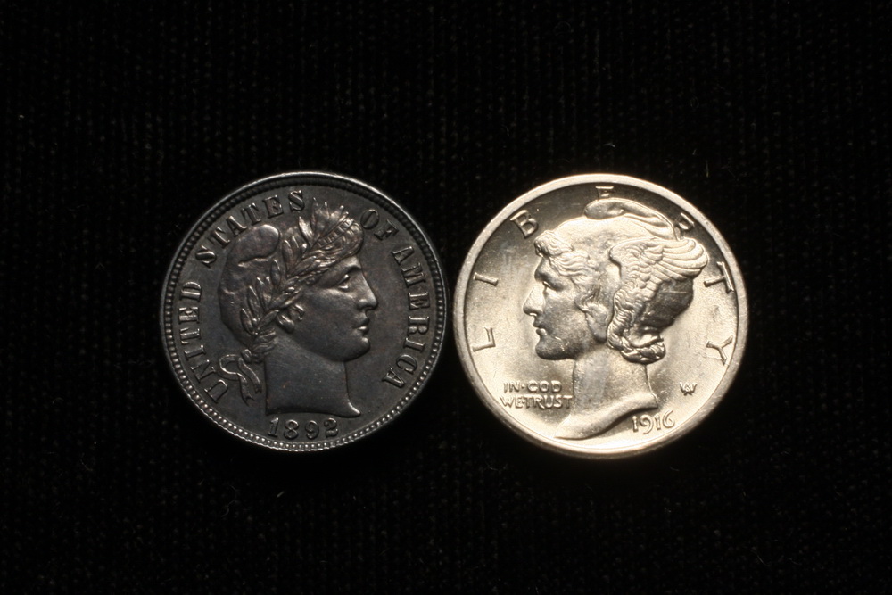 Coins - Lot of (2) Dimes 1892 and